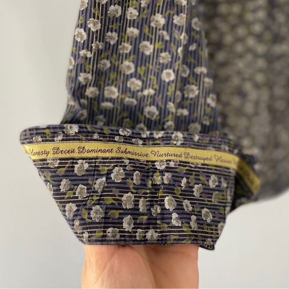 Ted Baker Men's Floral Sz 3 US M Flip Cuff Button Down Long Sleeve Shirt Spring - Picture 9 of 12